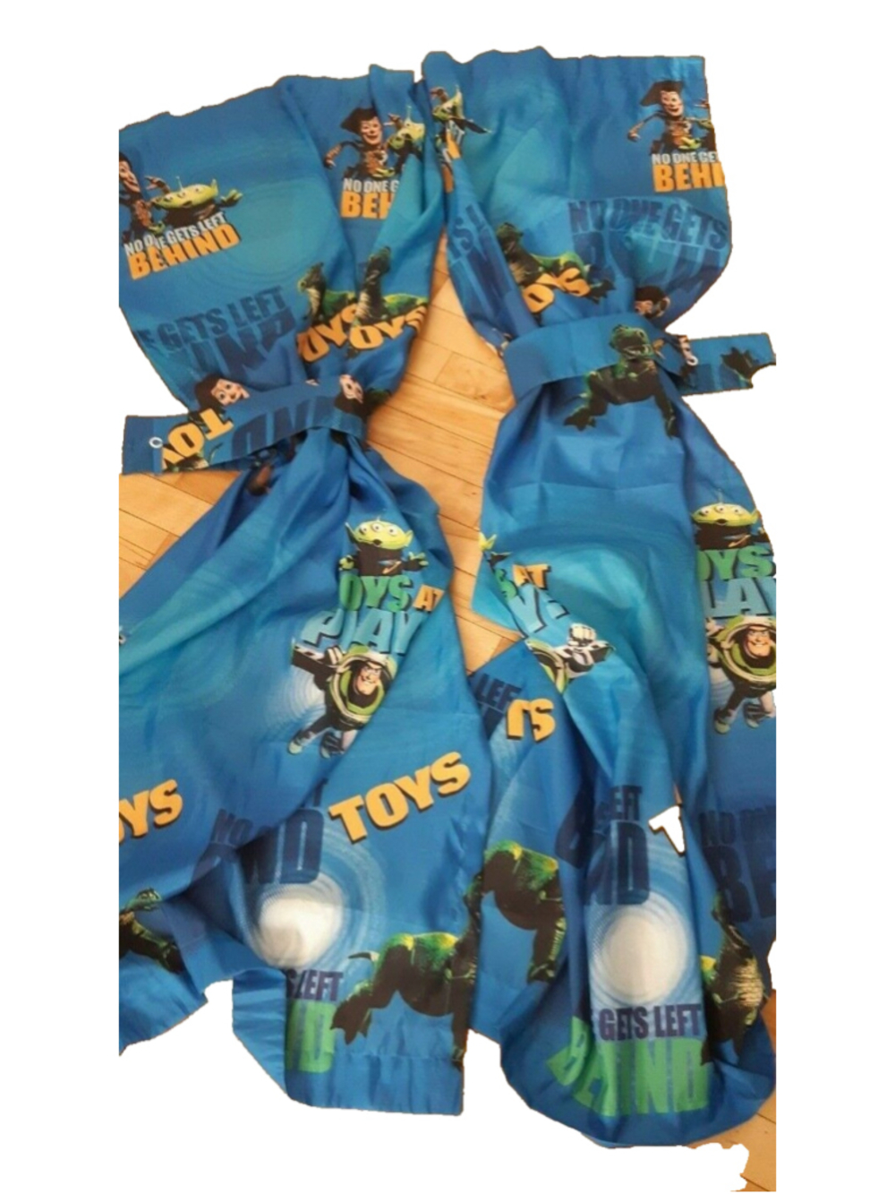 Disney PIXAR TOY STORY WOODY BUZZ Rod Pocket curtain panels tiebacks 42x63"